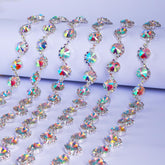 Sew-on Crystal AB Glass Rivoli Rhinestone Trim Chain Applique RA135 WholesaleRhinestone